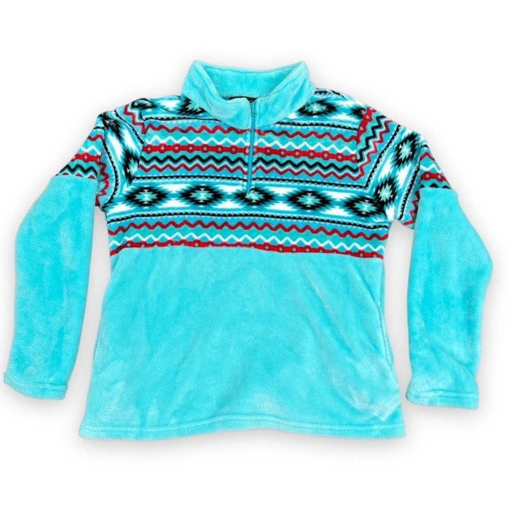 Trail Crest 1/4 Zip Sweater‎ Jacket Extra Large Blue Turquoise Aztec Soutwestern